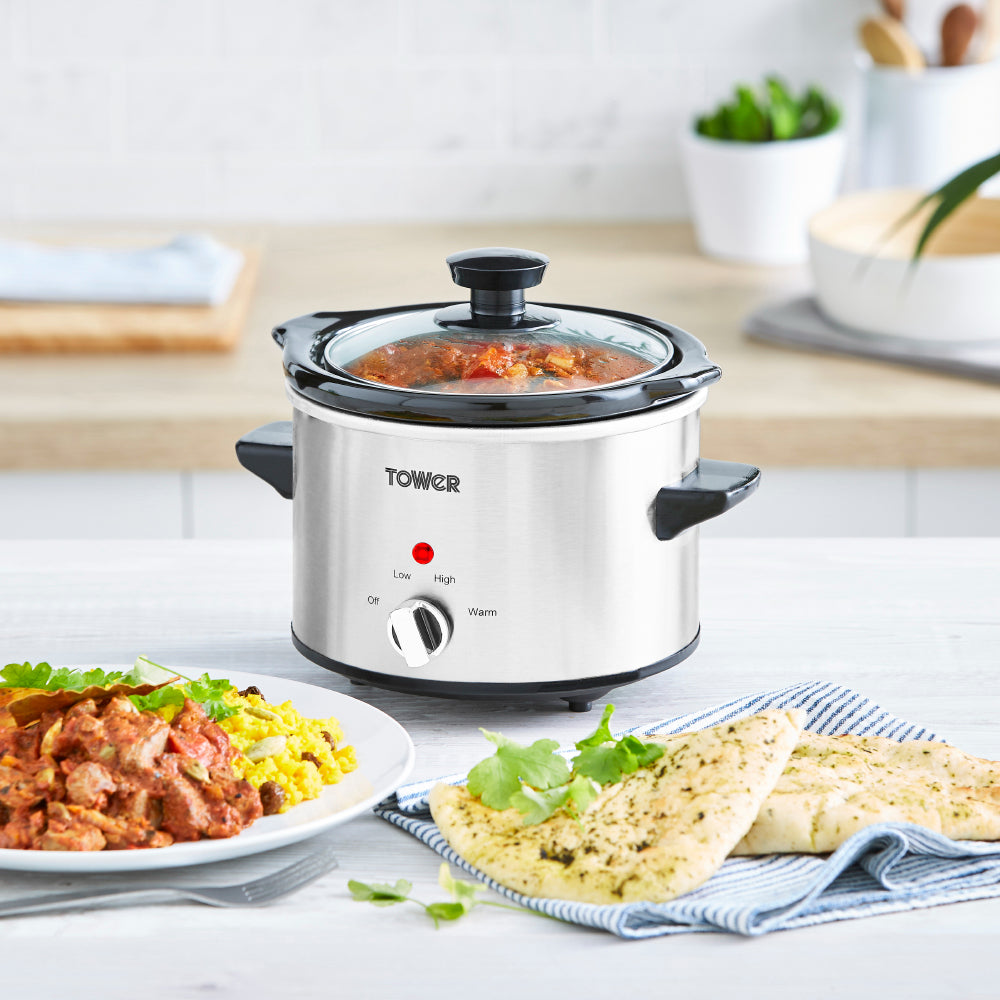 Tower Infinity Slow Cooker 1.5L Stainless Steel Economical 120W
