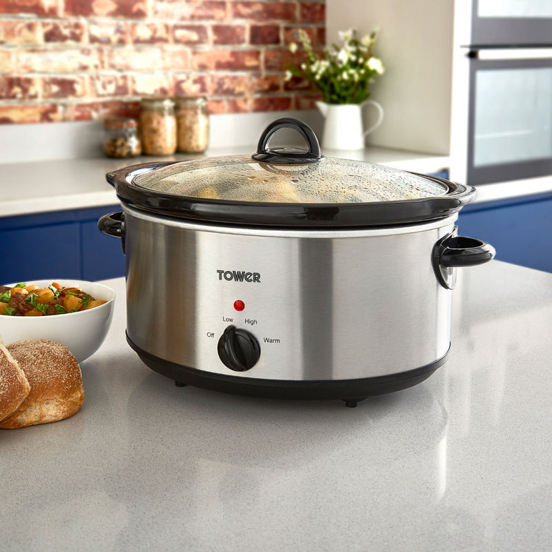 Tower Slow Cooker Oval 5.5L  - Stainless Steel