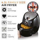 Tower Vortx Manual Air Fryer 4.3L  - Black