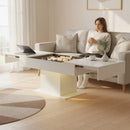 HOMCOM Extendable Coffee Table, Living Room Table with LED Lights, White