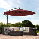 Outsunny 3(m) Garden Banana Parasol Cantilever Umbrella W/ Base, Wine Red