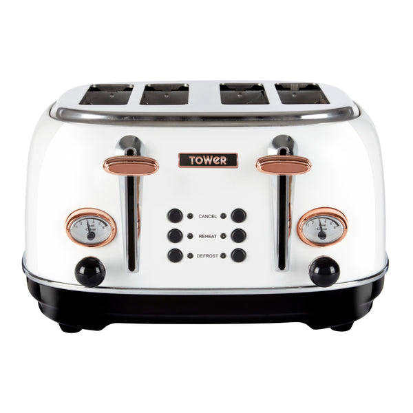 Tower Rose Gold Slice Toaster White