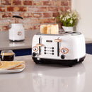 Tower Rose Gold 4 Slice Toaster  - White