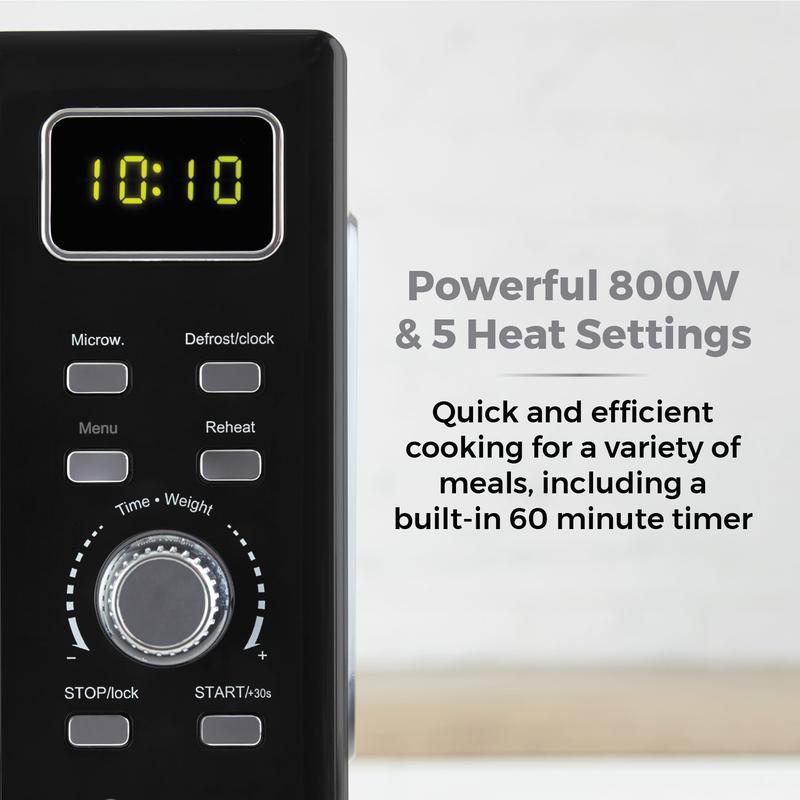 Tower Digital Microwave Mirror Door 800w 20L - Black and Chrome