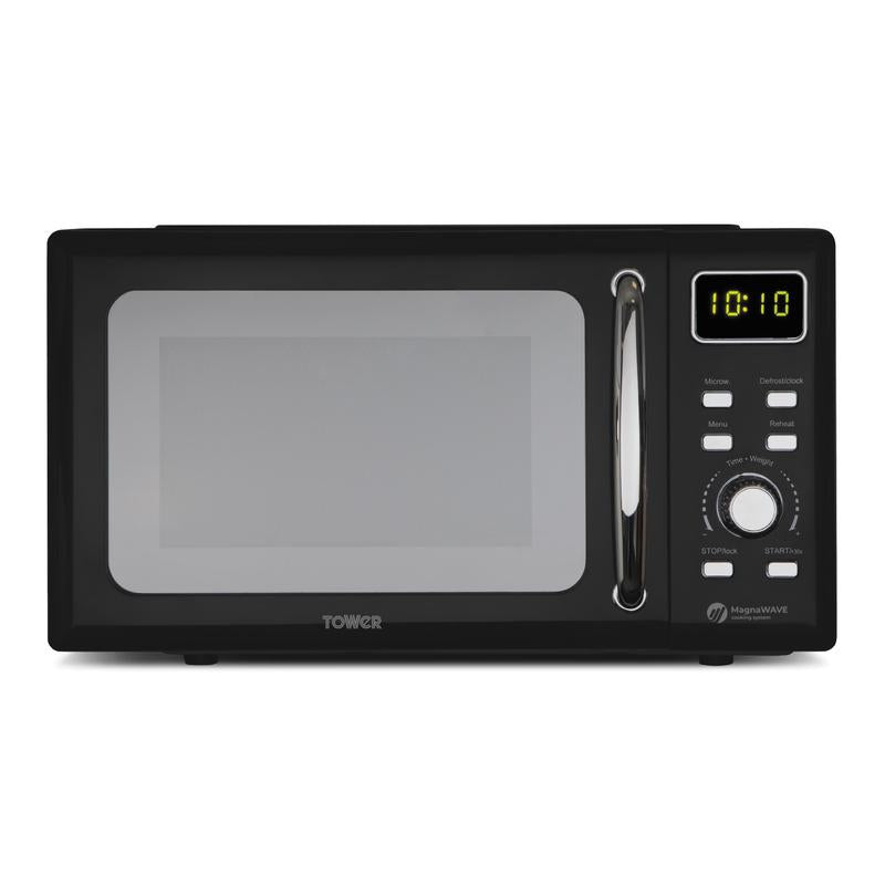 Tower Digital Microwave Mirror Door 800w 20L - Black and Chrome