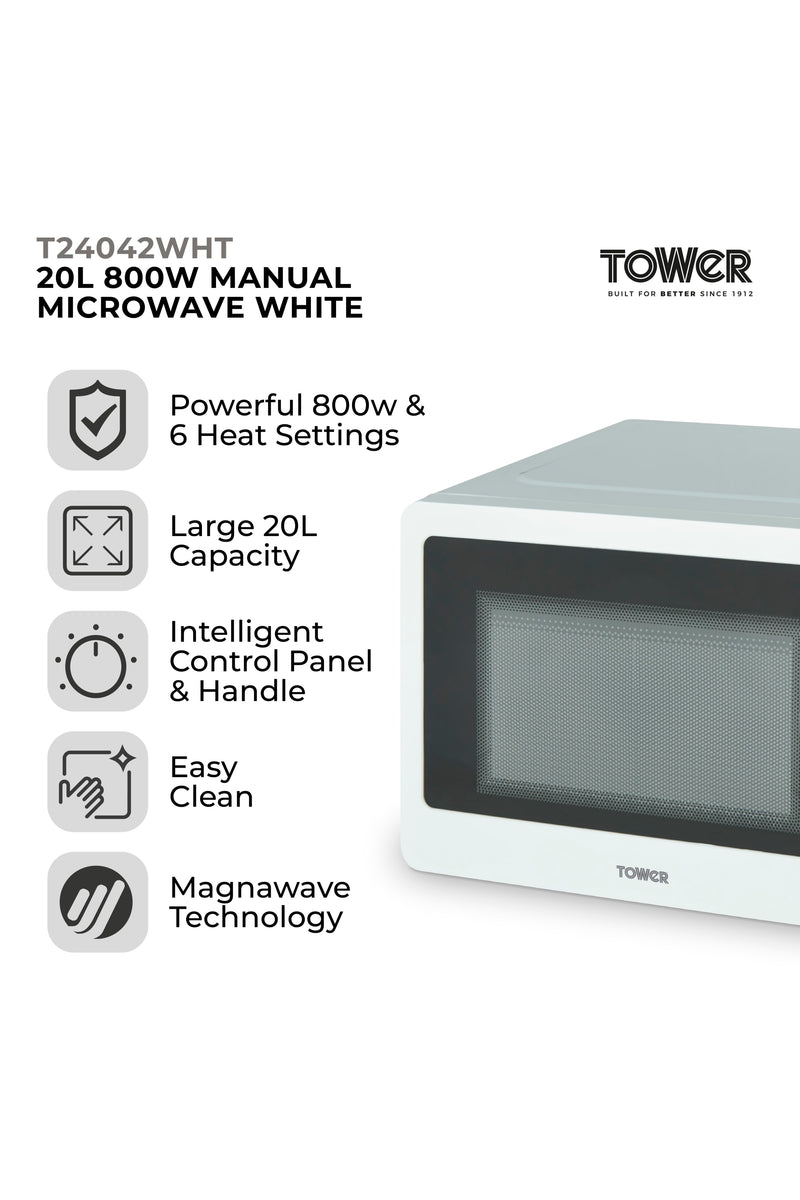 Tower 20L Manual Microwave 800W