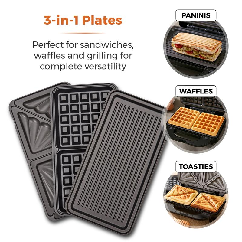 Tower Deep Fill Sandwich Maker 3in1 Stainless Steel