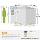 Outsunny 8.5 x 6ft Galvanised Steel Garden Shed with Foundation Kit, Grey