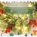 HOMCOM 60 cm Prelit Christmas Wreath, Door Wreath with Realistic Branches