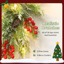 HOMCOM 60 cm Prelit Christmas Wreath, Door Wreath with Realistic Branches