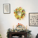 HOMCOM 60 cm Prelit Christmas Wreath, Door Wreath with Realistic Branches
