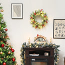 HOMCOM 60 cm Prelit Christmas Wreath, Door Wreath with Realistic Branches