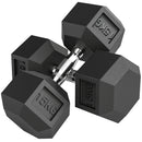 HOMCOM Rubber Hex Dumbbell Portable Hand Weights For Home Gym