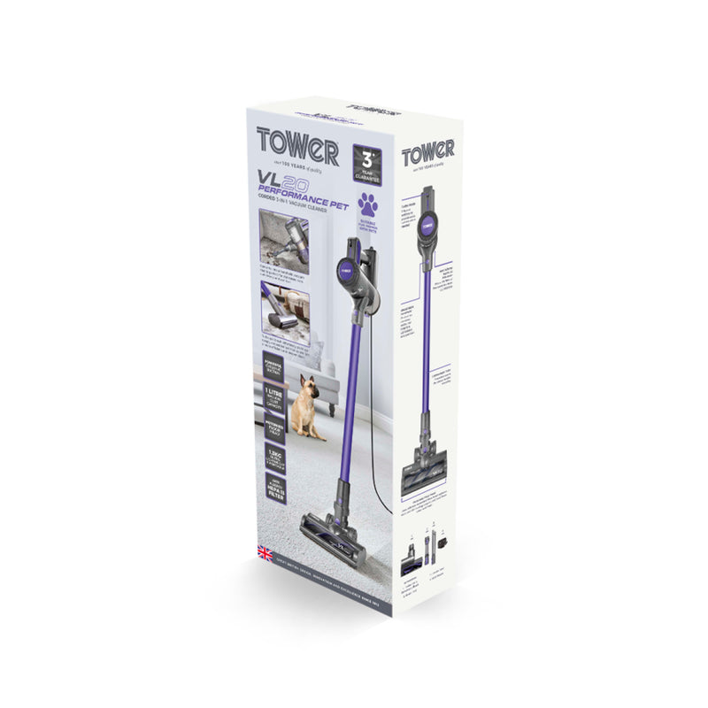 Tower Vl20 Pets Corded Stick Vacuum Cleaner