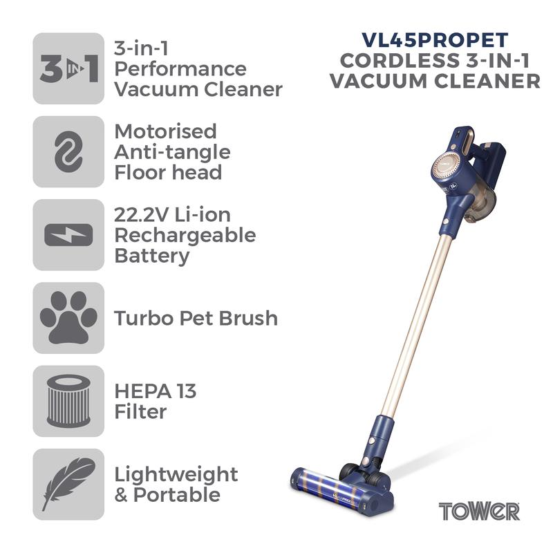 Tower VL45 Pro Pet Cordless Vacuum Cleaner  - Blue