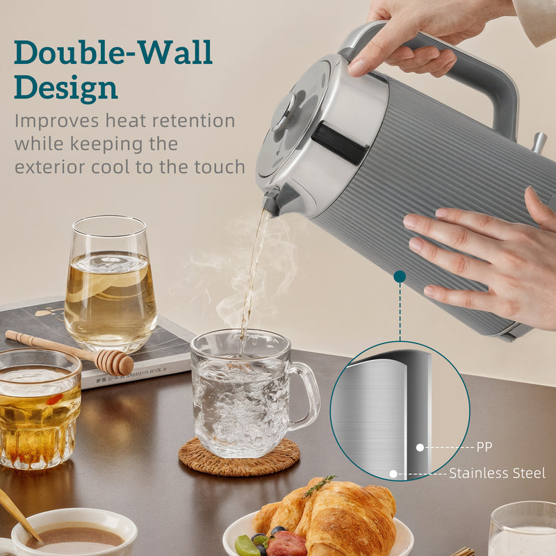 HOMCOM 1.7L 3000W Rapid Boil Kettle and 4 Slice Toaster Set Crumb Tray