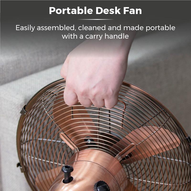 Tower Metal Desk Fan 12"  - Copper