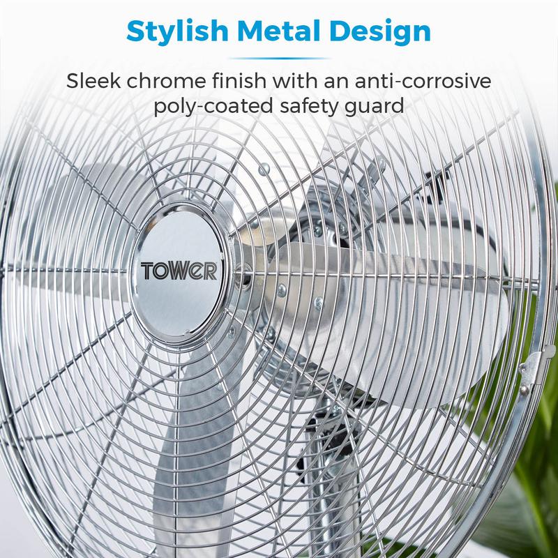 Tower Pedestal Fan with Stand 16"  - Chrome