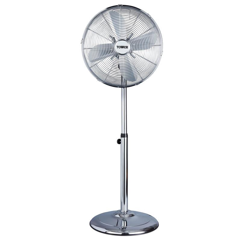 Tower Pedestal Fan with Stand 16"  - Chrome