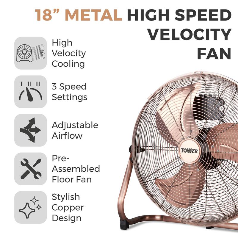 Tower Velocity Floor Fan 18"  - Copper