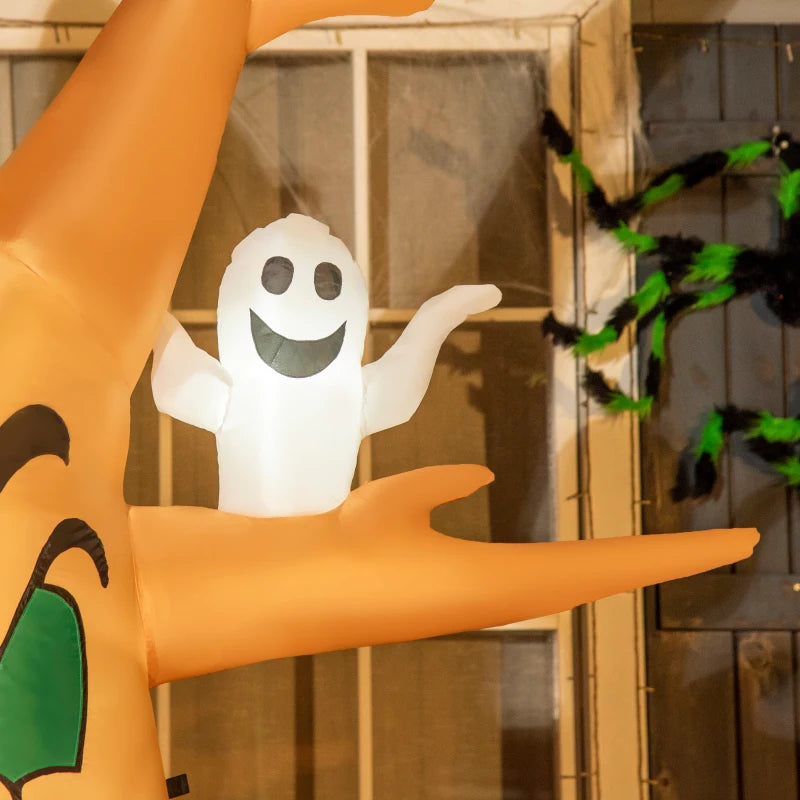 HOMCOM Halloween Inflatable Haunted Tree with Ghosts & Owl 8' 240cmLED Light