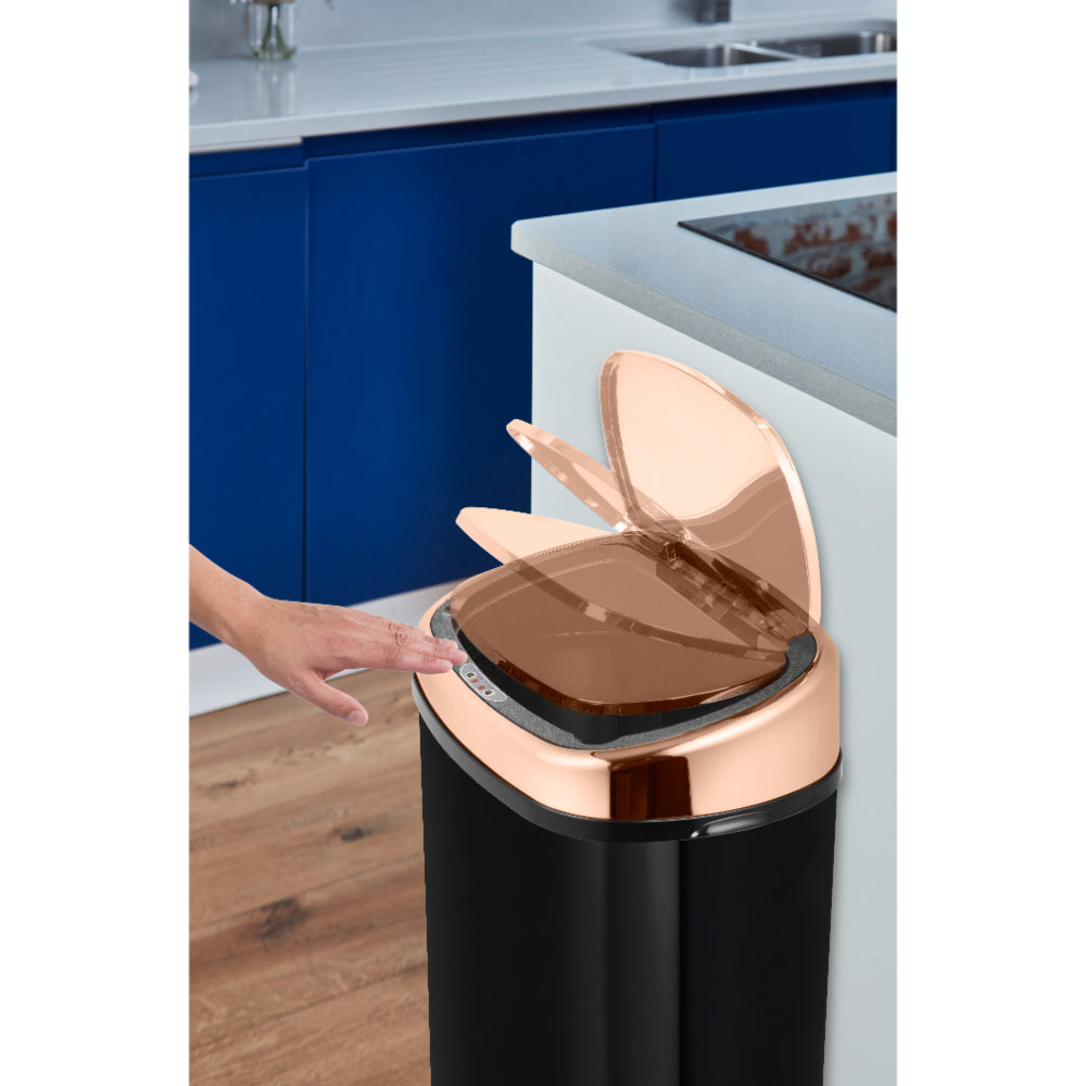 Tower T80904RW Automatische afvalemmer, afvalemmer met vierkante sensor, buitencoating, anti-vingerafdrukken, keukenafvalemmer, wit en roségoud Tower T80904RW Automatische afvalemmer, afvalemmer met vierkante sensor, buitencoating, anti-vingerafdrukken, keukenafvalemmer, wit en roségoud