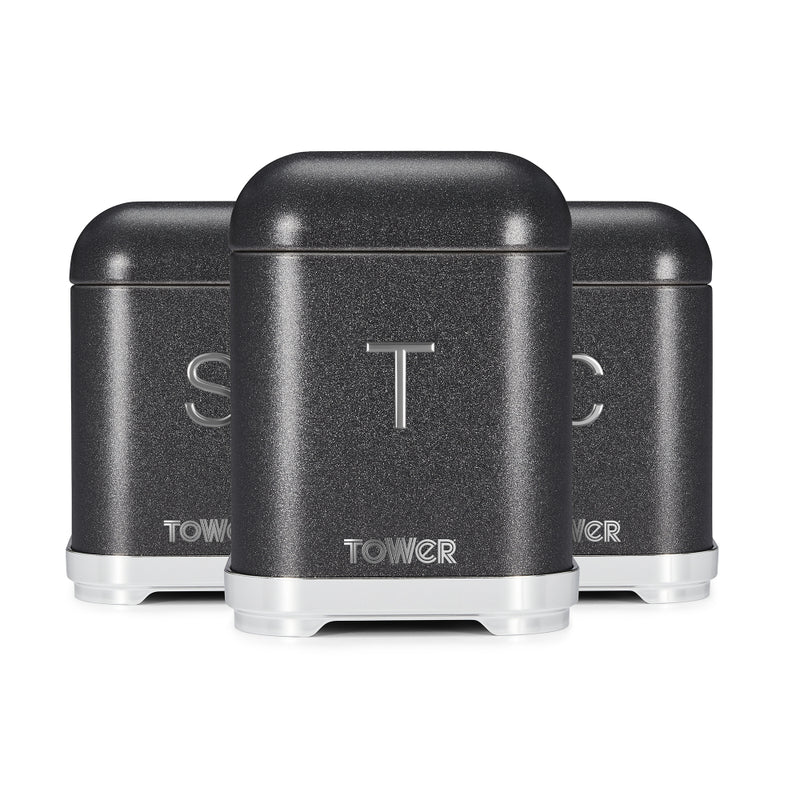 Tower Glitz Set of 3 Canisters Noir  - Black