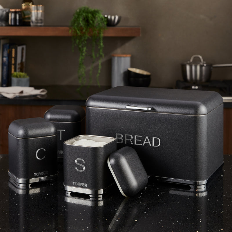 Tower Glitz Set of 3 Canisters Noir  - Black