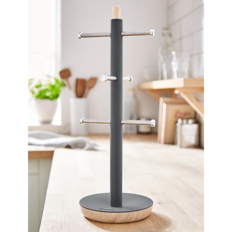 Tower Scandi 6 Cup Mug Tree  - Grey