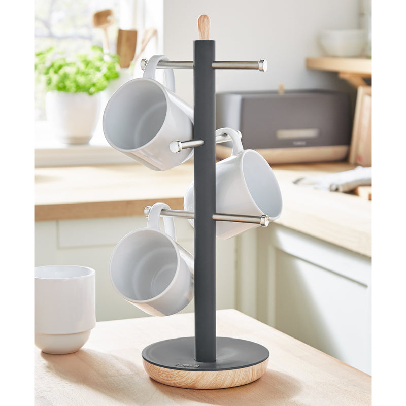 Tower Scandi 6 Cup Mug Tree  - Grey