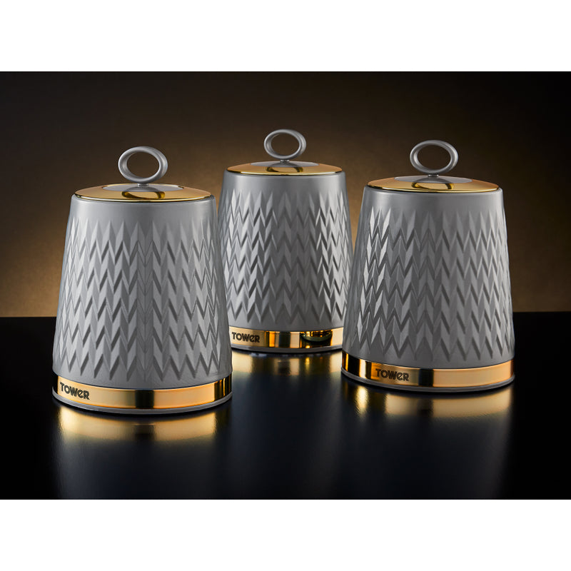 Tower Empire Set of 3 Canisters  - Grey