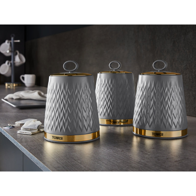Tower Empire Set of 3 Canisters  - Grey