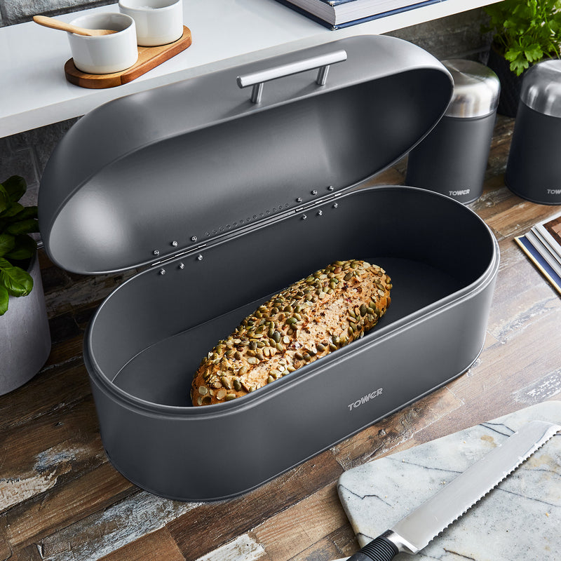 Innoteck Essentials Grey Bread Bin With Magnetically Sealed Lid - Foto 2