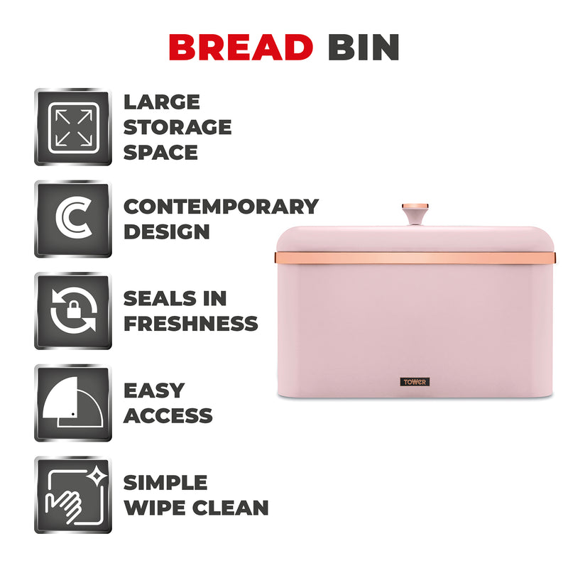 Tower Cavaletto Bread Bin  - Pink