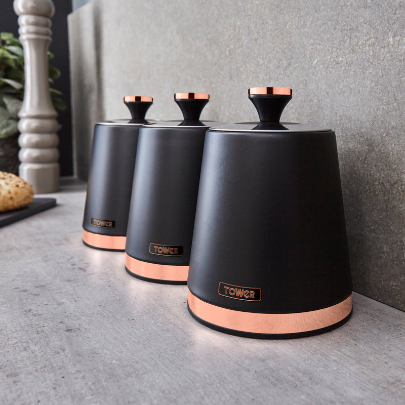 Tower Cavaletto Set of 3 Canisters  - Black