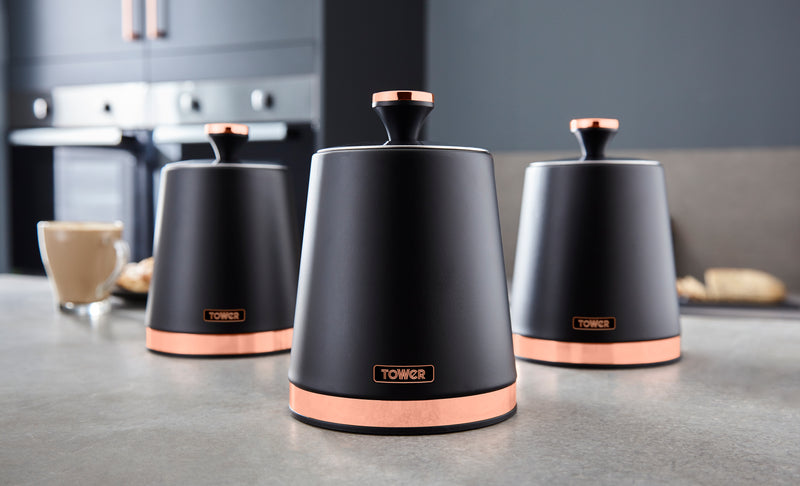 Tower Cavaletto Set of 3 Canisters  - Black