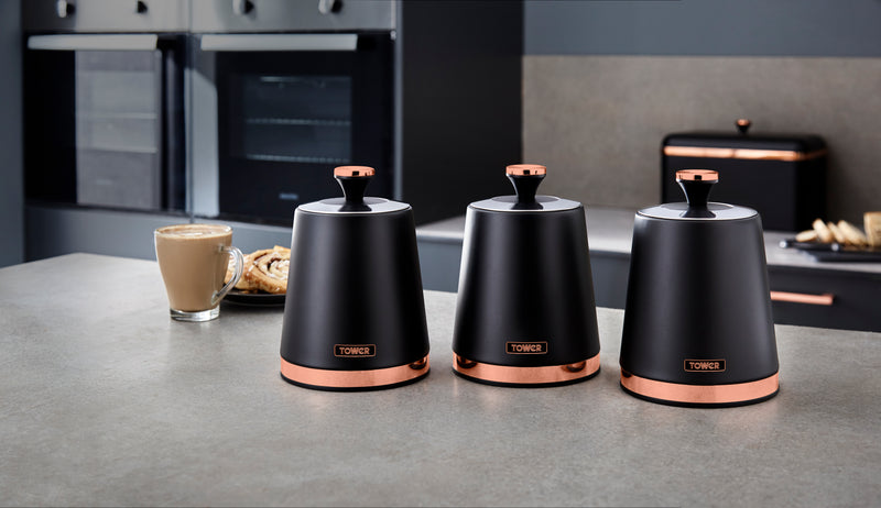 Tower Cavaletto Set of 3 Canisters  - Black