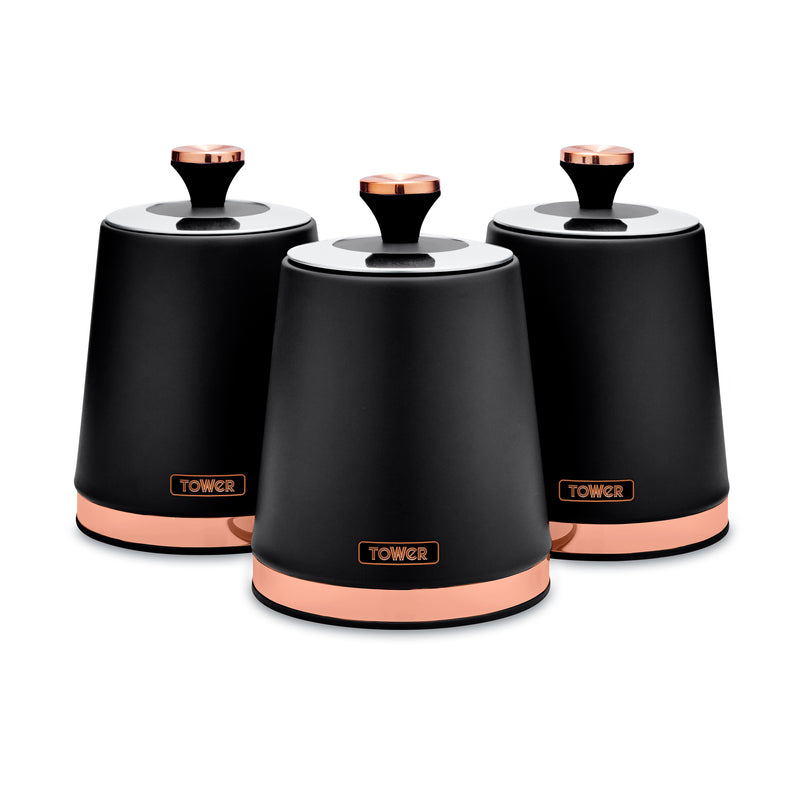 Tower Cavaletto Set of 3 Canisters  - Black