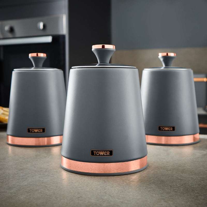 Tower Cavaletto Set of 3 Canisters  - Grey