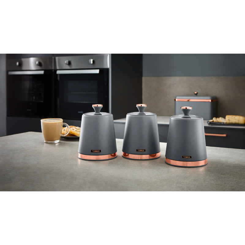 Tower Cavaletto Set of 3 Canisters  - Grey