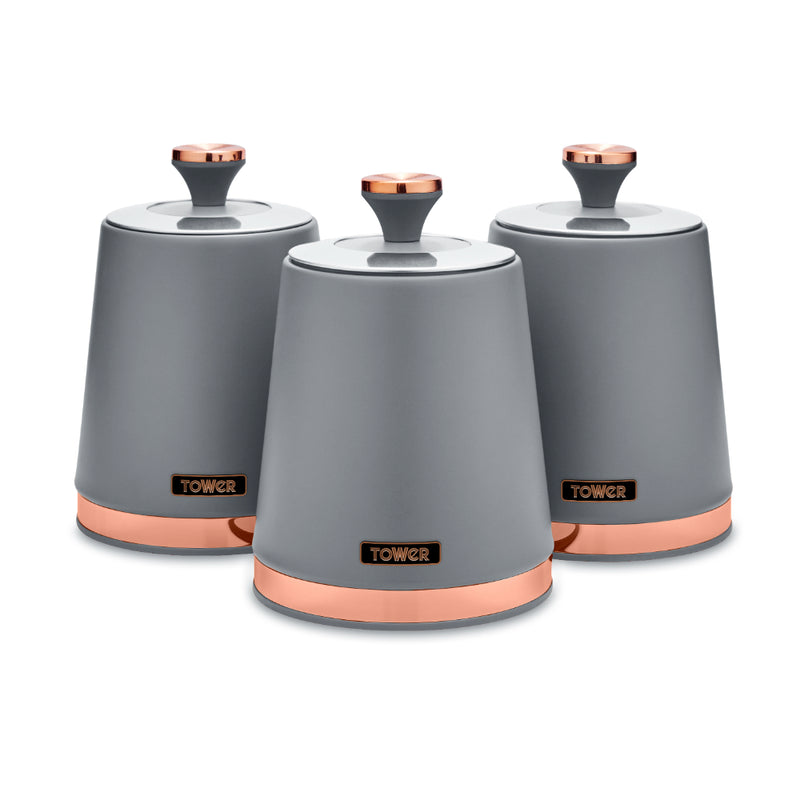 Tower Cavaletto Set of 3 Canisters  - Grey