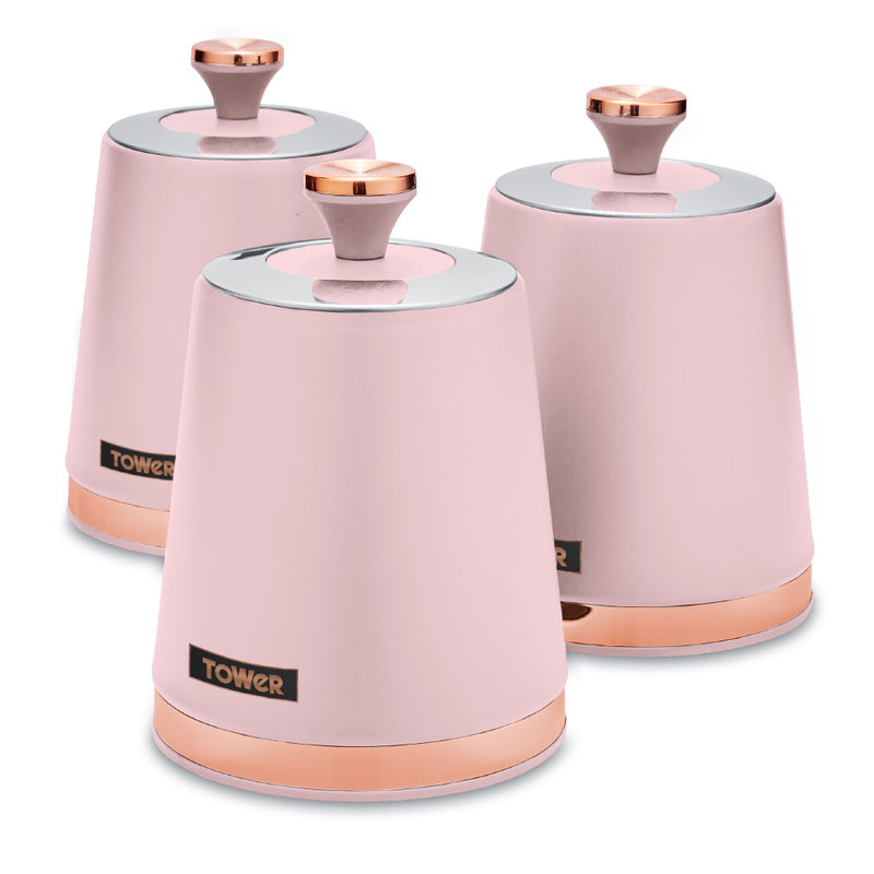 Tower Cavaletto Set of 3 Canisters  - Pink