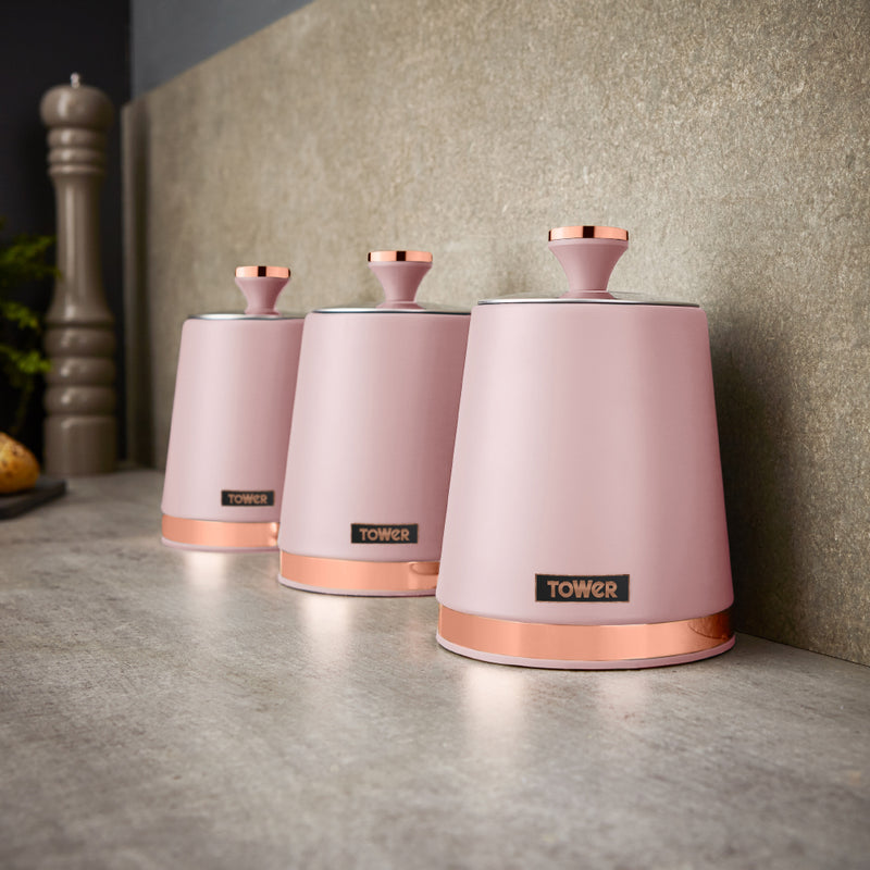 Tower Cavaletto Set of 3 Canisters  - Pink