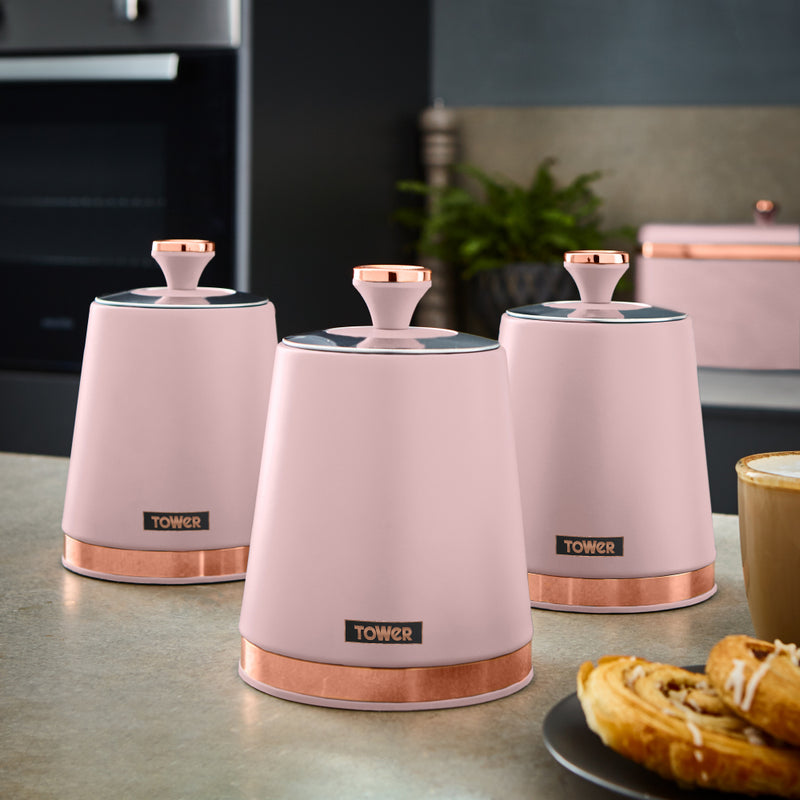 Tower Cavaletto Set of 3 Canisters  - Pink