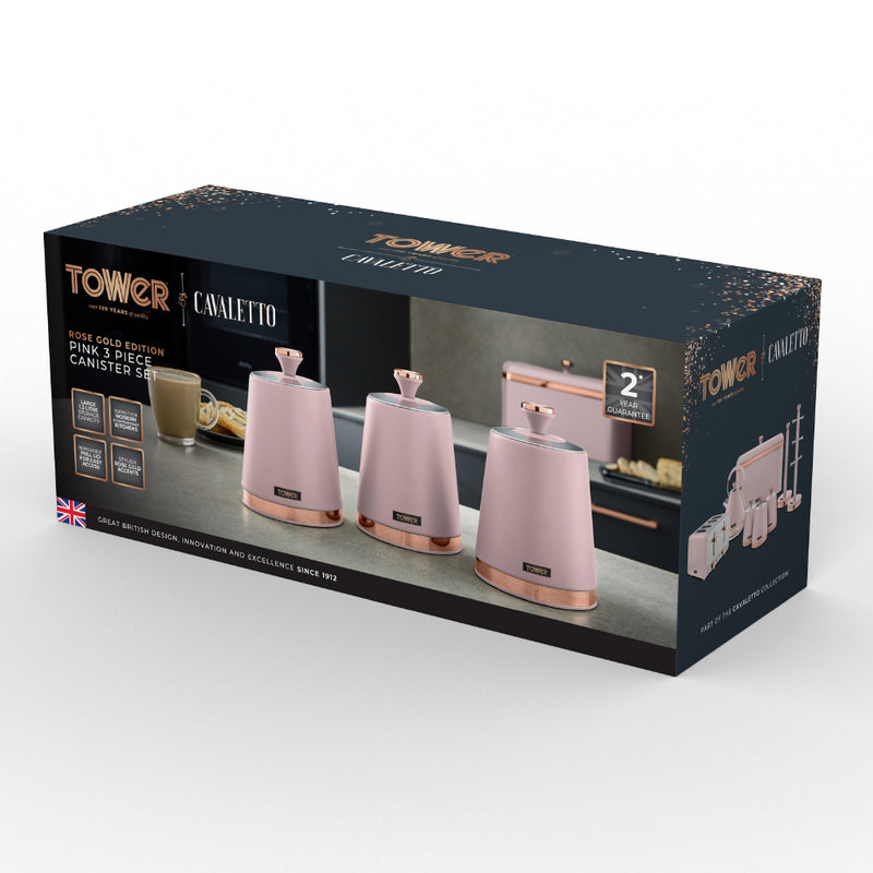 Tower Cavaletto Set of 3 Canisters  - Pink