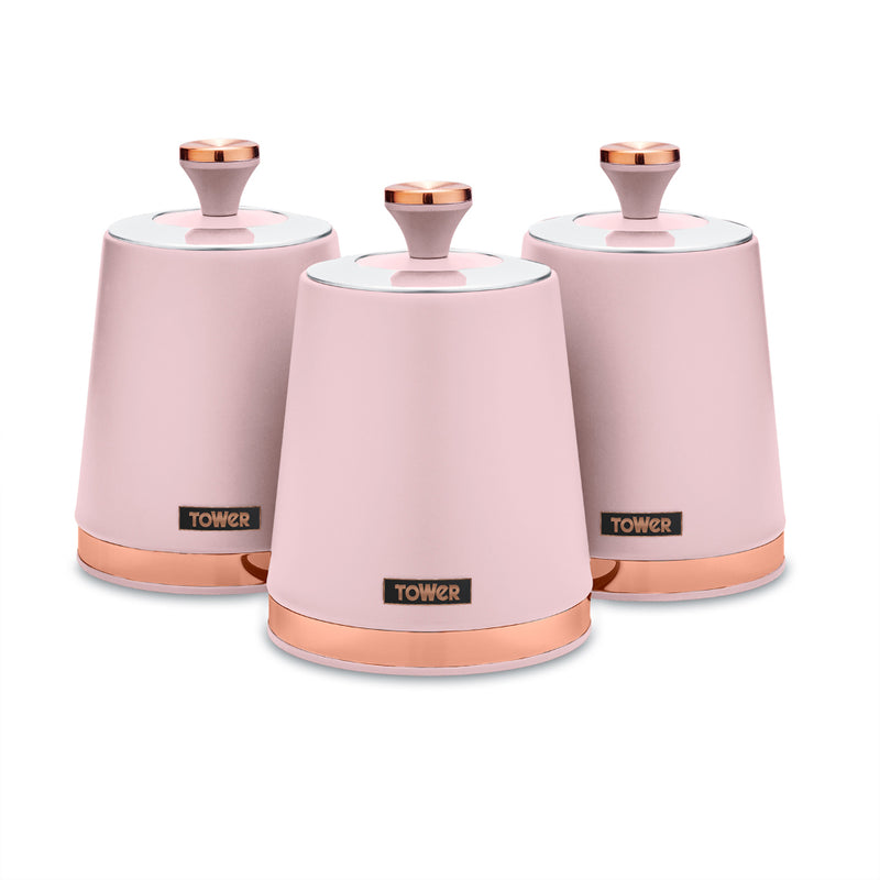 Tower Cavaletto Set of 3 Canisters  - Pink