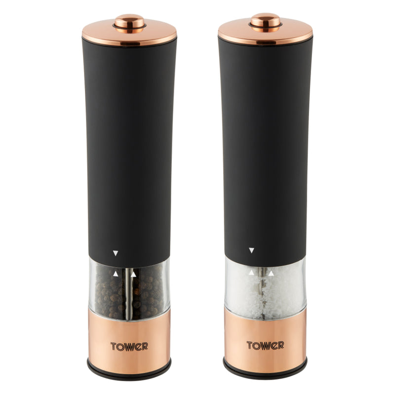 Tower Electric Salt & Pepper Mill  - Black & Rose Gold