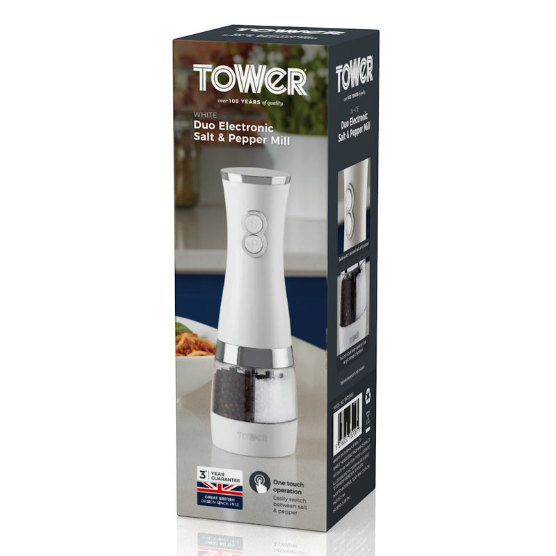 Tower Duo Electric Salt & Pepper Mill  - White