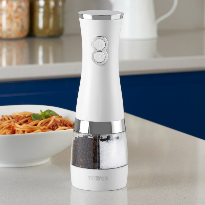 Tower Duo Electric Salt & Pepper Mill  - White