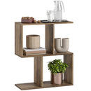 HOMCOM Side Table, Narrow End Table with Storage Shelves, Oak
